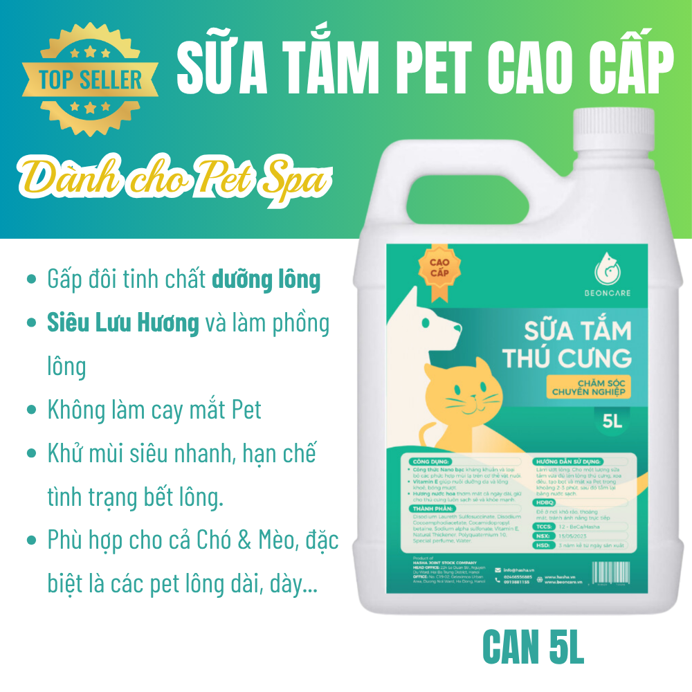Can 5L Sữa tắm chó mèo Cao Cấp